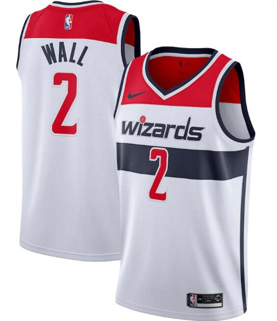 Men's Washington Wizards #2 John Wall White Association Edition Swingman Stitched Jersey
